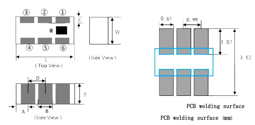 Dimensions  & PCB welding drawings